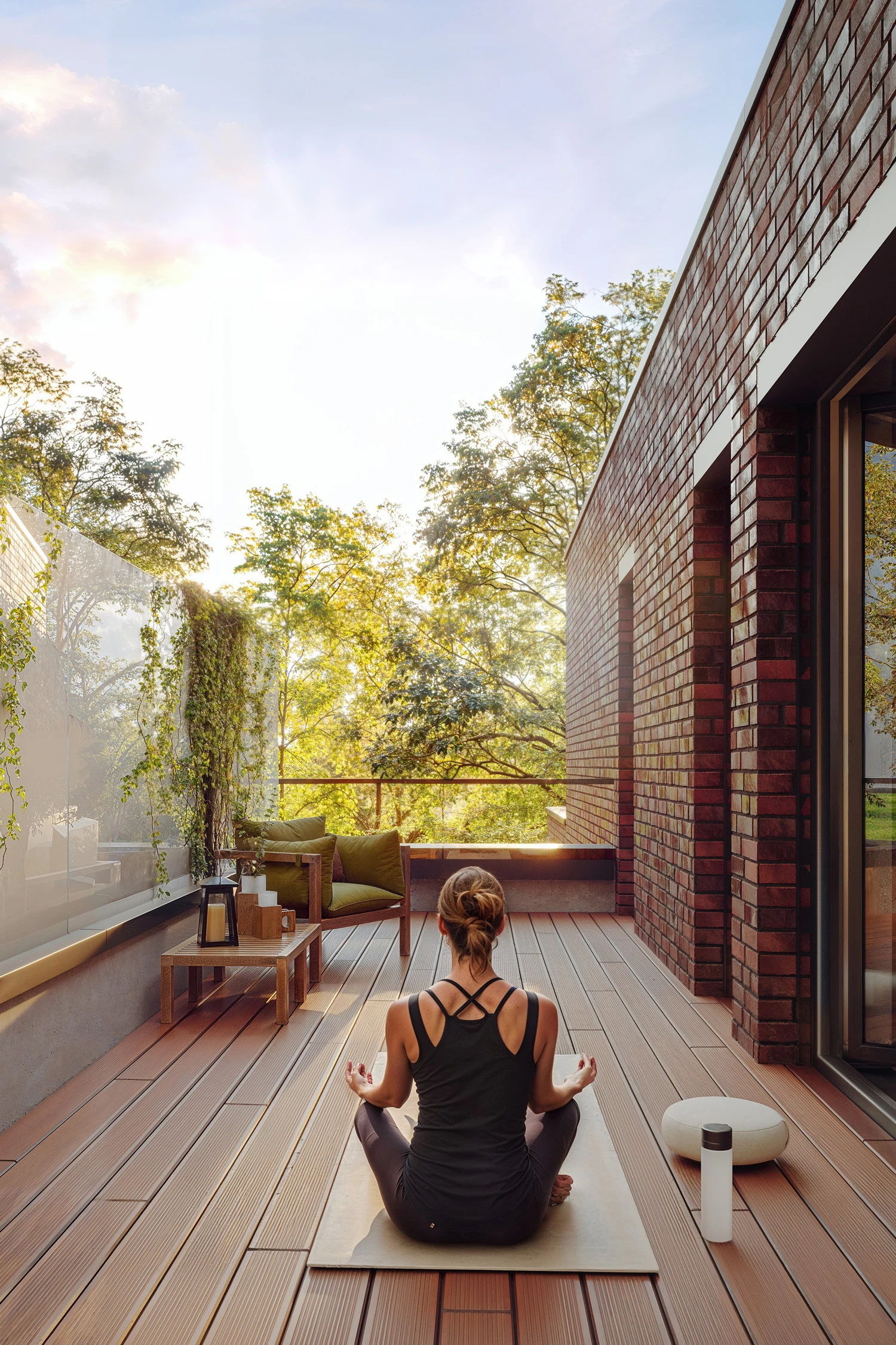 Wakenitz Villen Yoga auf der Dachterrasse